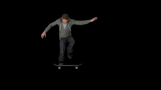 男子滑板空中翻滚滑板三圈视频03