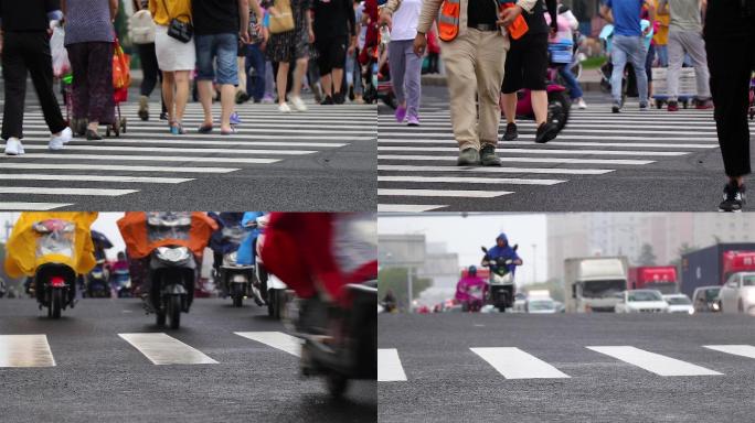 电动车 行人 脚步 过马路