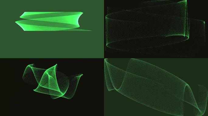 绿色发光线条的各种运动+形状变换1