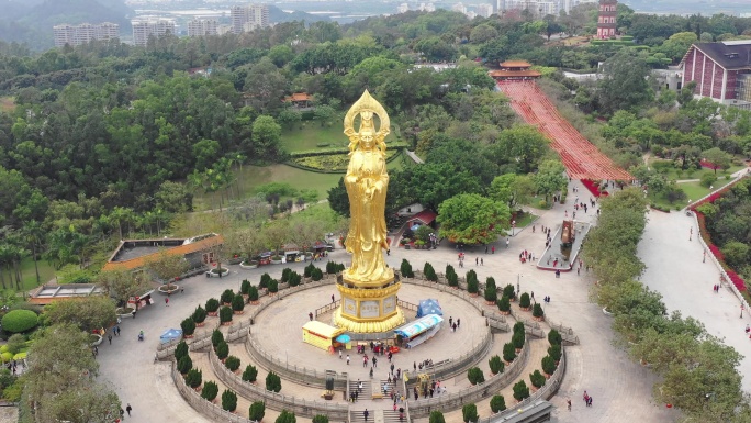 最新航拍广州莲花山观音