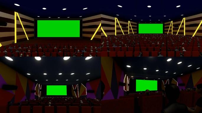 2款电影放映厅三维动画漫游-绿幕可抠图
