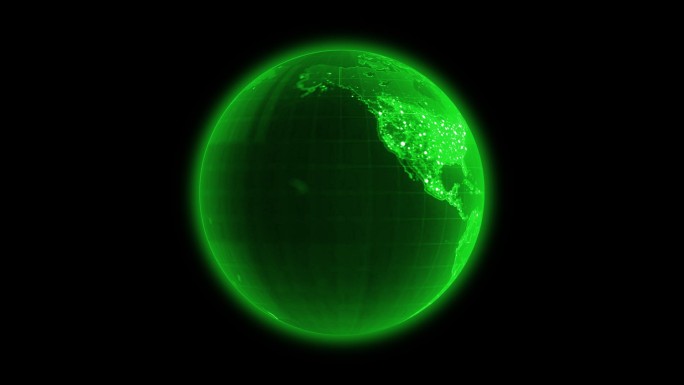 绿色科技感地球旋转：无限循环+带透明通道