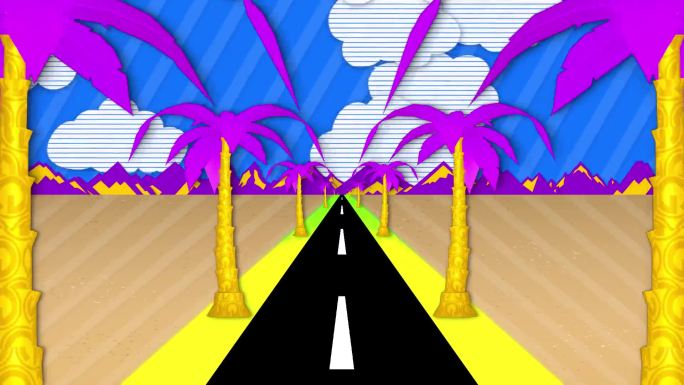 椰子大道穿梭背景