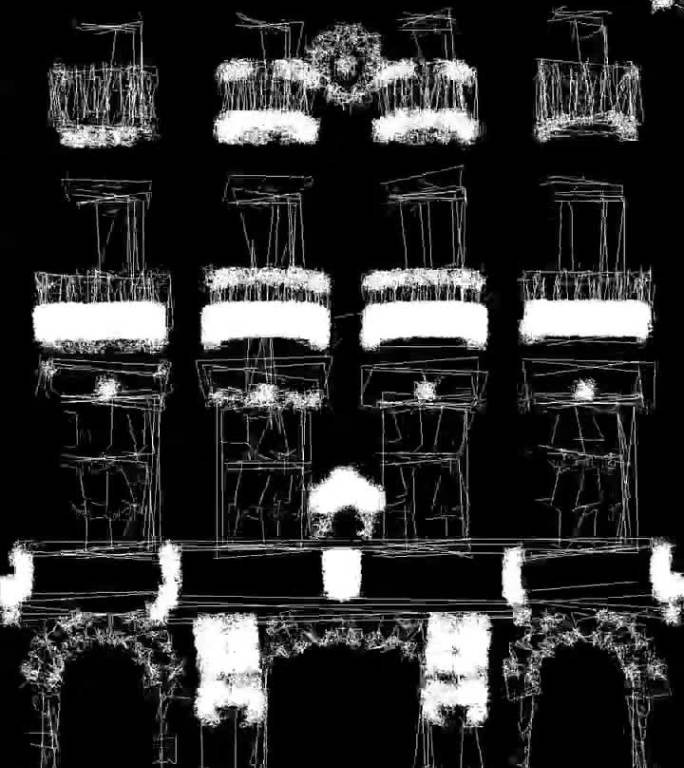高清三维立体黑白艺术线性解构楼体