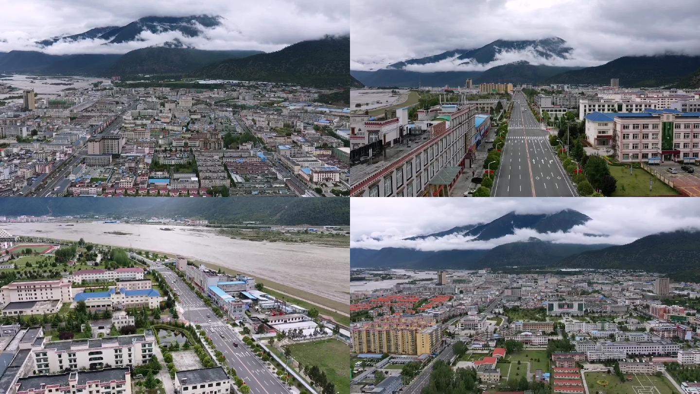 西藏林芝城市航拍