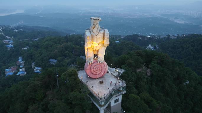 4K航拍重庆南山大鹰夜景公路