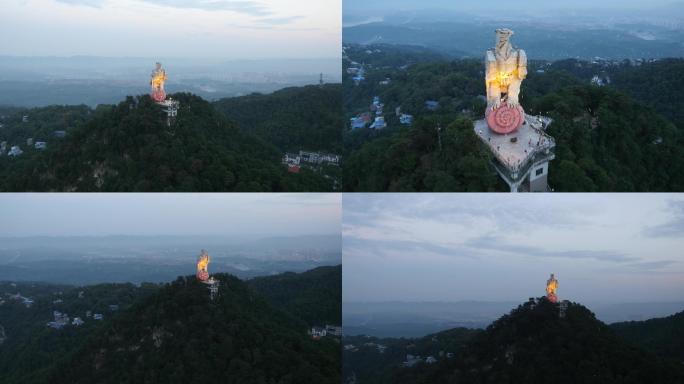 4K航拍重庆南山大鹰夜景公路