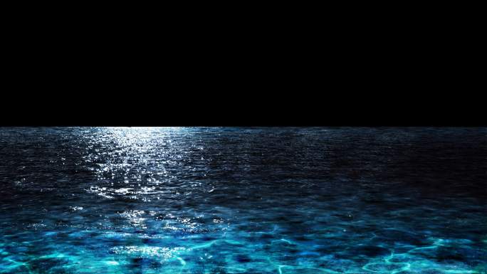 三维合成月光倒影海面