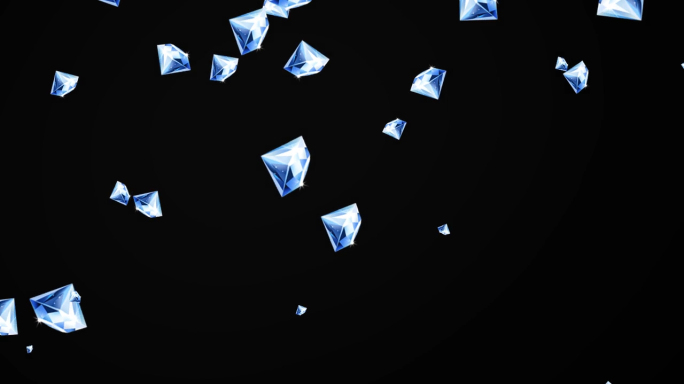 钻石掉落飘落蓝水晶