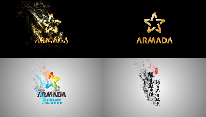logo演绎黄金金属风沙文字