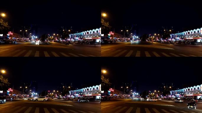 延时拍摄夜晚马路夜景行人车辆实拍视频素材