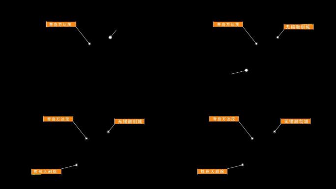 橙色科技信息字幕连线指示出字ae模板