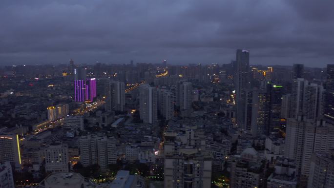 4K-log原素材-成都城市夜景航拍