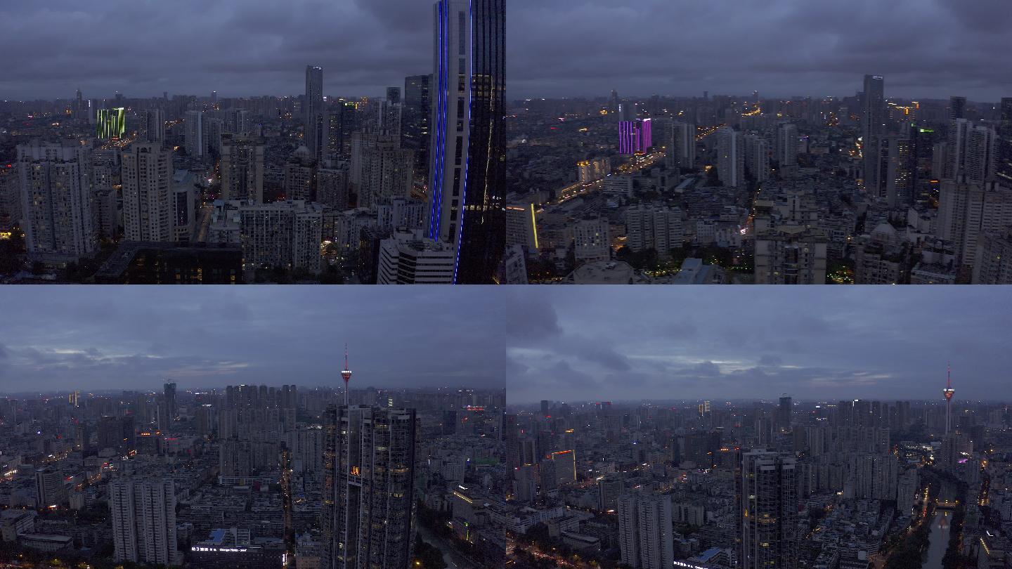 4K-log原素材-成都城市夜景航拍