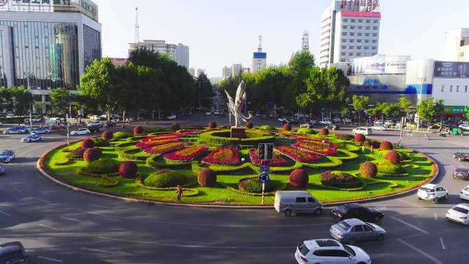 晋城市地标大转盘车流街景