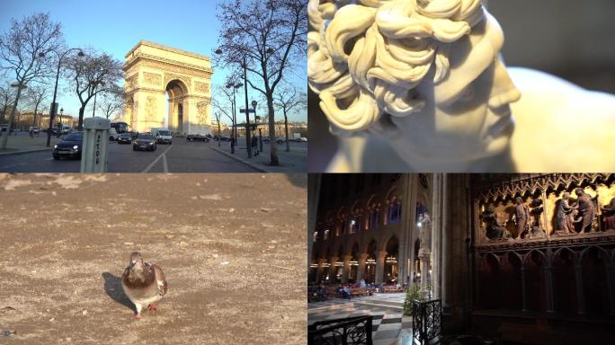 实拍法国罗浮宫、巴黎圣母院内景，凯旋门