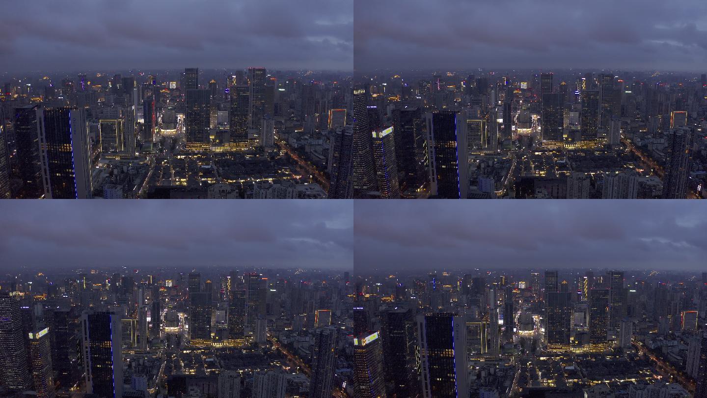 4K-log原素材-成都标志夜景航拍