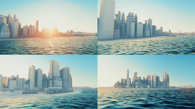 3D渲染海边城市素材
