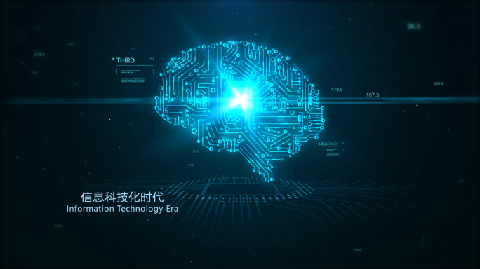 蓝色科技感电路大脑信息AE模板