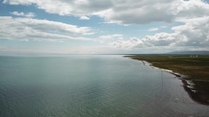 青海湖航拍骑行美景