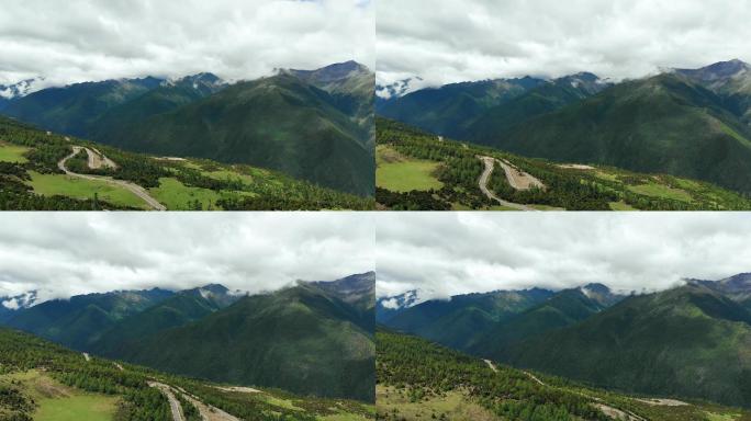 4K山谷白云公路航拍
