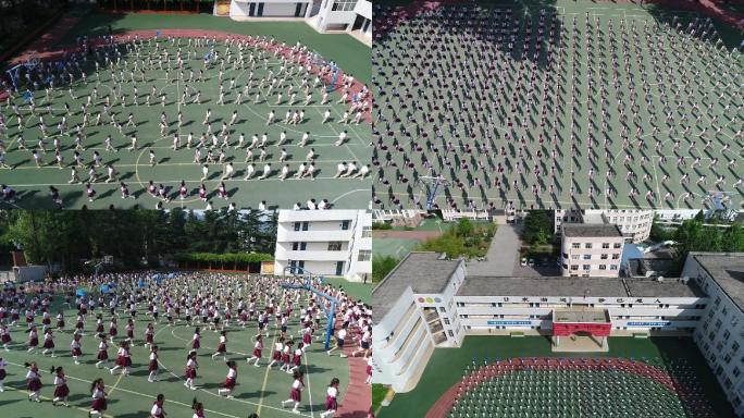 航拍宝鸡小学航拍宝桥小学航拍体操比赛