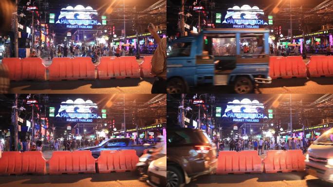 泰国酒吧街门口延时摄影