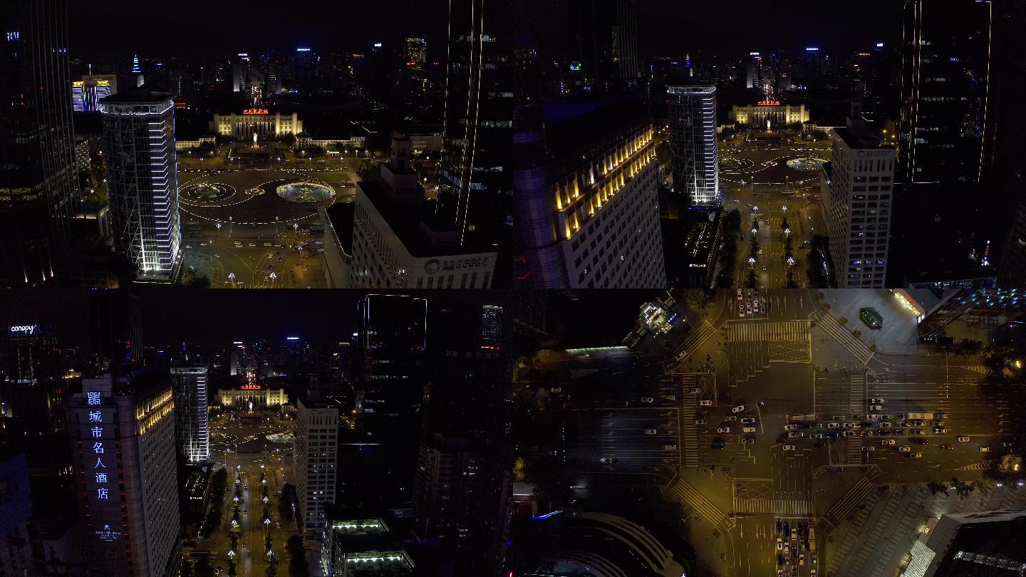 4K-log原素材-成都天府广场夜景航拍