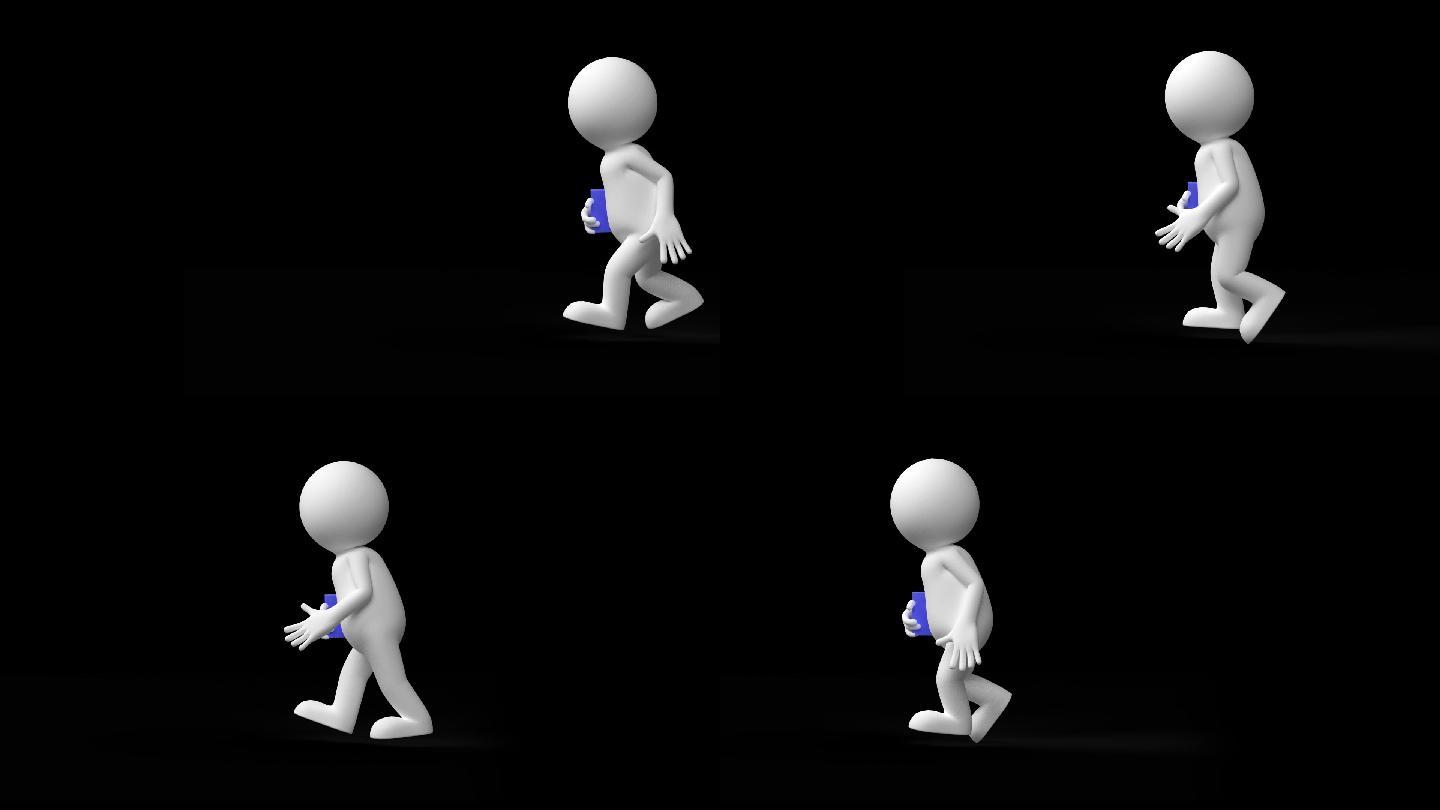 商务小白人带文件夹走路