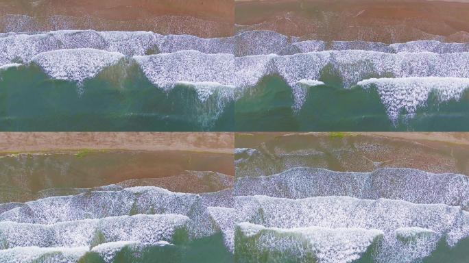 4K海浪俯拍-海浪沙滩-浪花大海潮起潮落