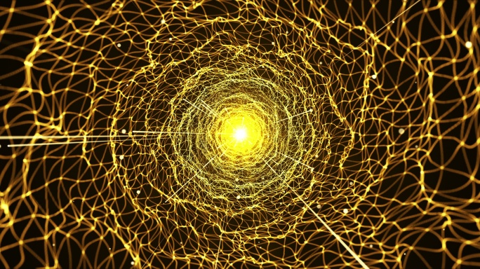 4K金色粒子隧道（带光线）