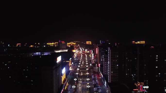 航拍敦化翰章大街前进夜景