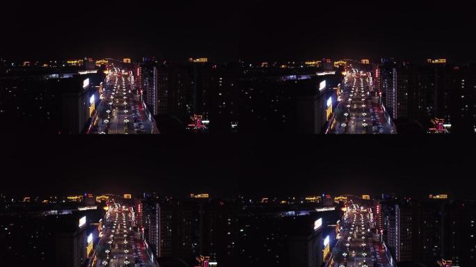 航拍敦化翰章大街前进夜景