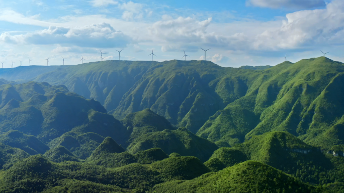 风车风力发电自然生态风景河谷养生地4K