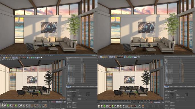 室内场景模型制作C4D工程