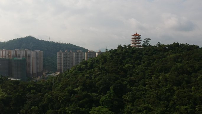 华陀山公园塔航拍大景