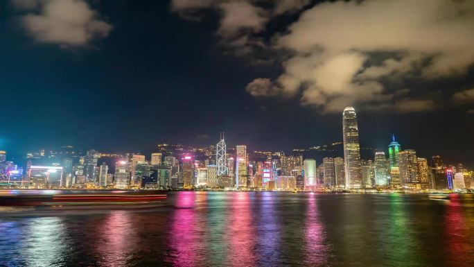 香港维多利亚港夜景延时