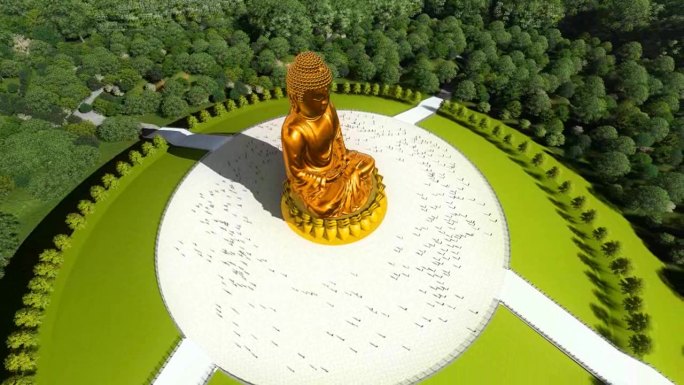 如来金身佛祖坐像祭拜高台三维动画漫游