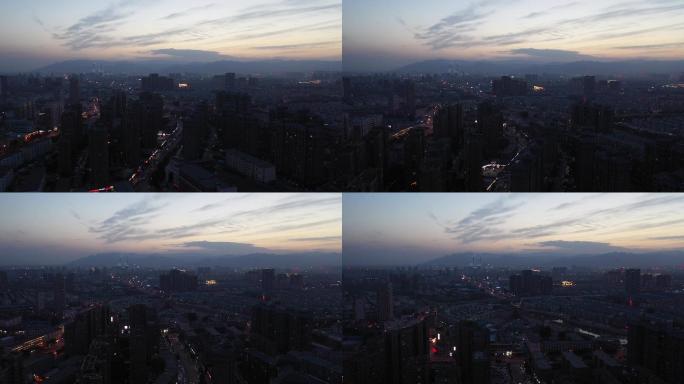 4K-原素材-呼和浩特夜景航拍