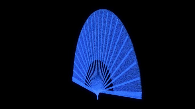 透明通道蓝色科技粒子折扇素材