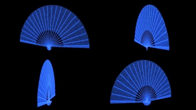 透明通道蓝色科技粒子折扇素材