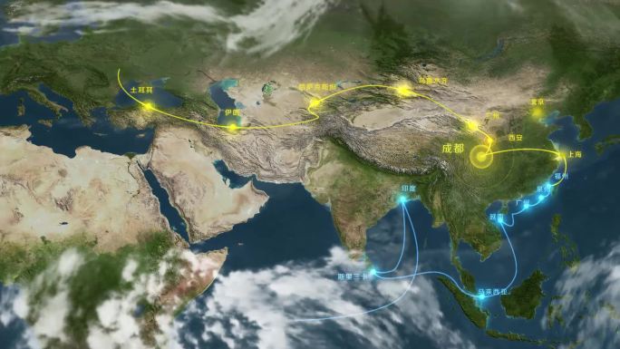 科技卫星地图一带一路辐射全球