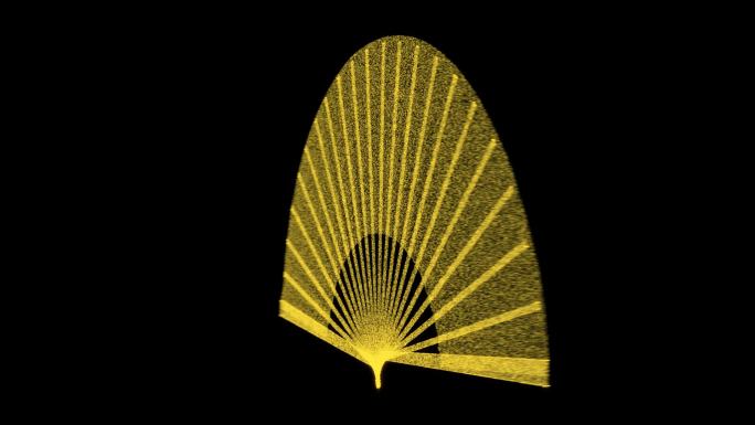 透明通道金色粒子折扇素材