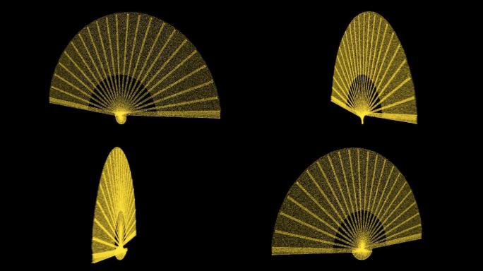 透明通道金色粒子折扇素材