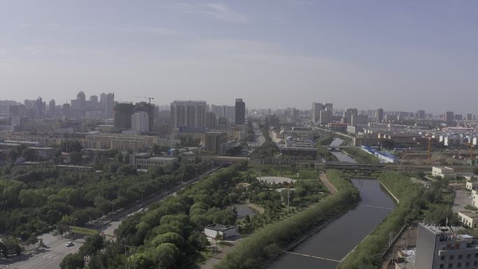 4K-log原素材-呼和浩特城市环境航拍