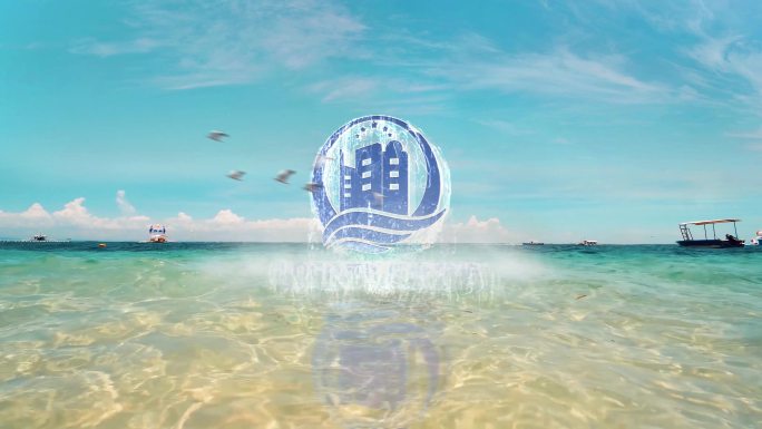 4K震撼唯美海面升起LOGO