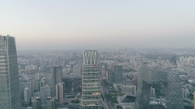 航拍北京地标国贸三期中央电视台中景