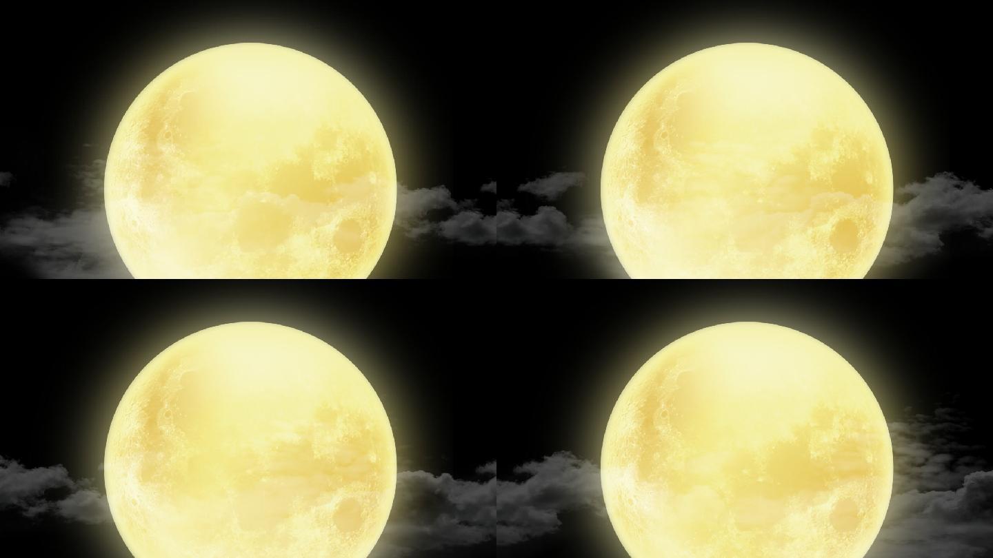 带通道云彩月亮前景视频素材