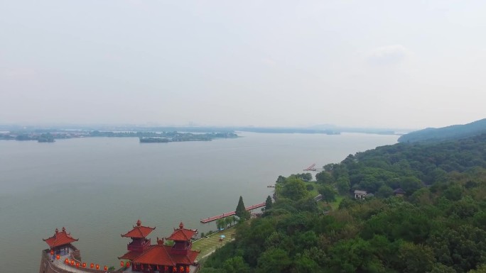 武汉东湖行吟阁航拍