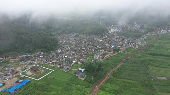 4K-原素材-山区农庄田园风光